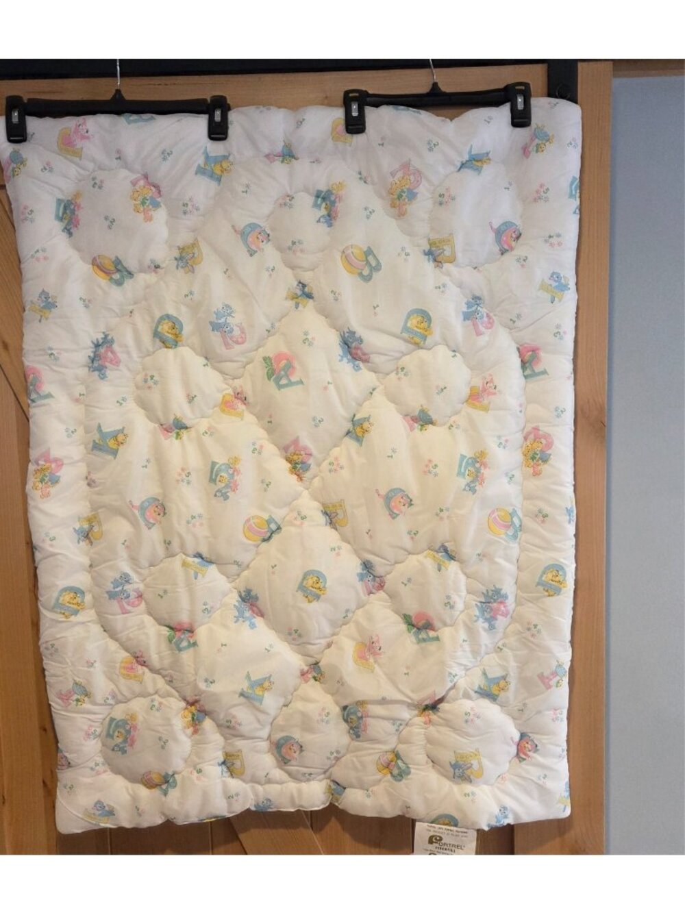 Vintage 50s 60s ABC Alphabet Animal Crib Quilt Nursery Pink Blue Fortrel